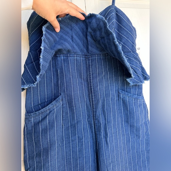 ETT TWA by Anthropologie blue striped denim jumpsuit size medium NWT - Picture 8 of 13